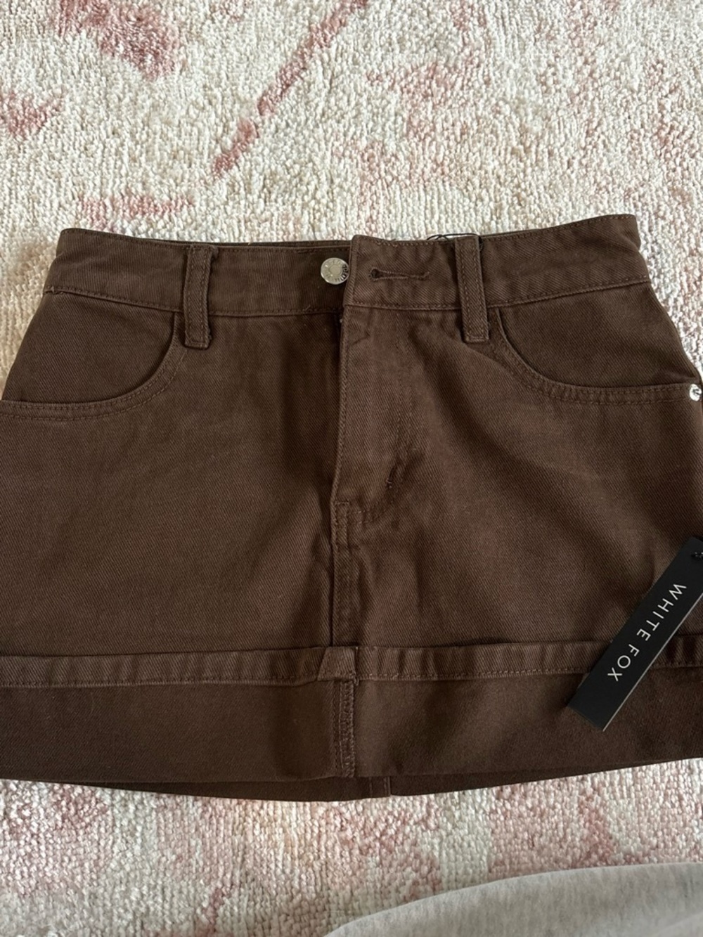 White fox Brown Denim Mini Skirt